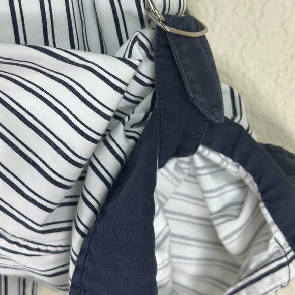 Bill Blass Jeans navy white striped button shirt size large 100% cotton - Picture 5 of 5